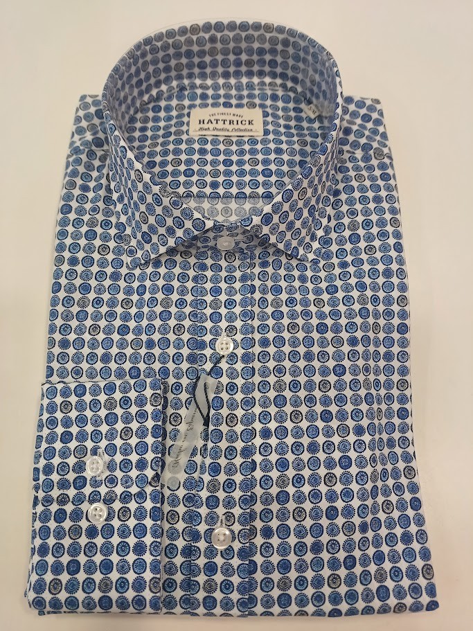 Camisa con microdibujo azul Hattrick